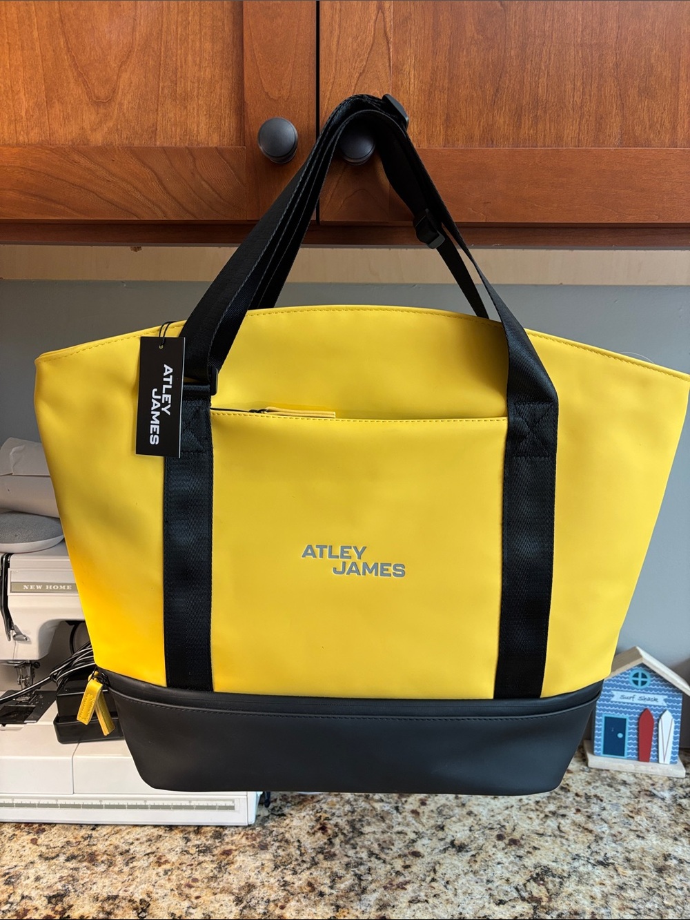 NWT Atley James Bradshaw Tote Yellow/Black Adj Handles & Many Compartments
